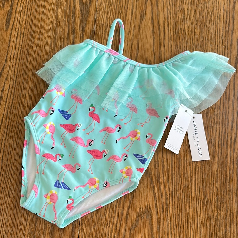 Janie and Jack Aqua Flamingo Kids Swimsuit